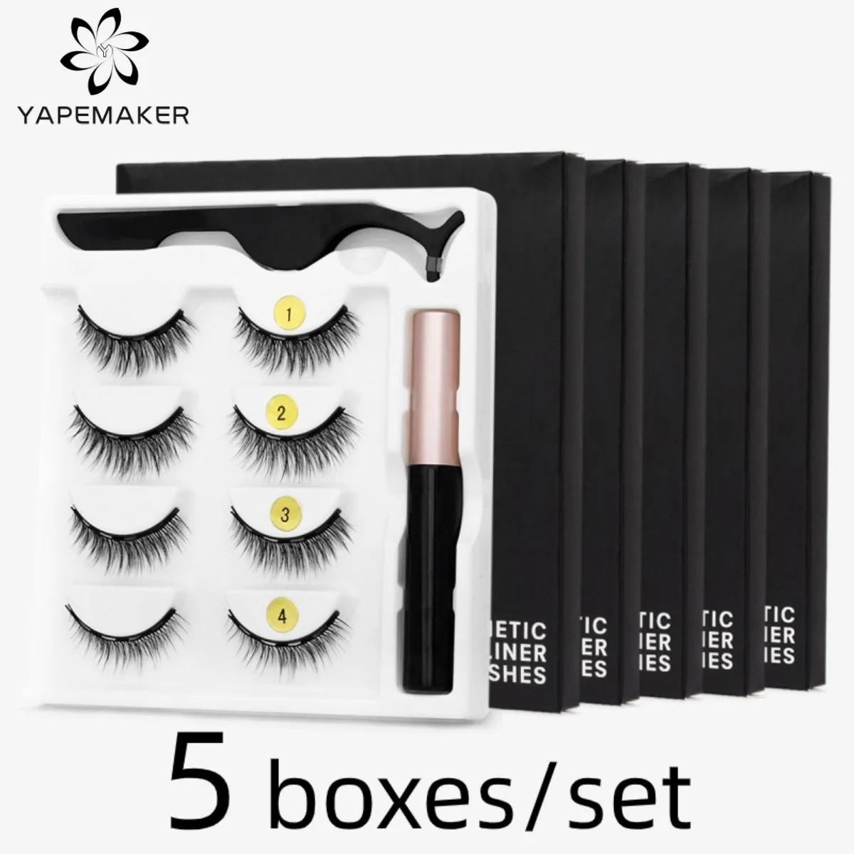 Wholesale 5boxes/set Eyelashes 3d Mink Eyelashes Eyeliner Waterproof Short