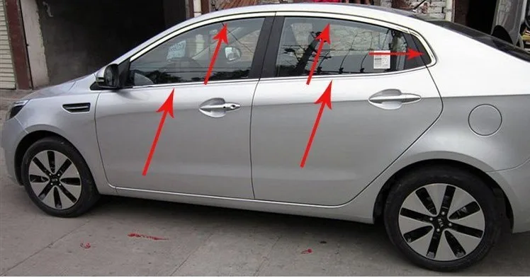 Высококачественная нержавеющая сталь для 2011-2012 KIA Rio/K2 4dr Автомобильная накладка на окно(вверх+ вниз+ задний треугольник, набор из 10 шт.) Быстрая