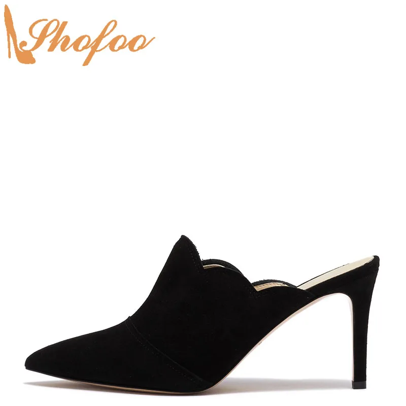 

Женские туфли-лодочки на шпильке, заостренный носок, без застежки, высокий тонкий каблук, офисная обувь, черные, большие размеры 12 16