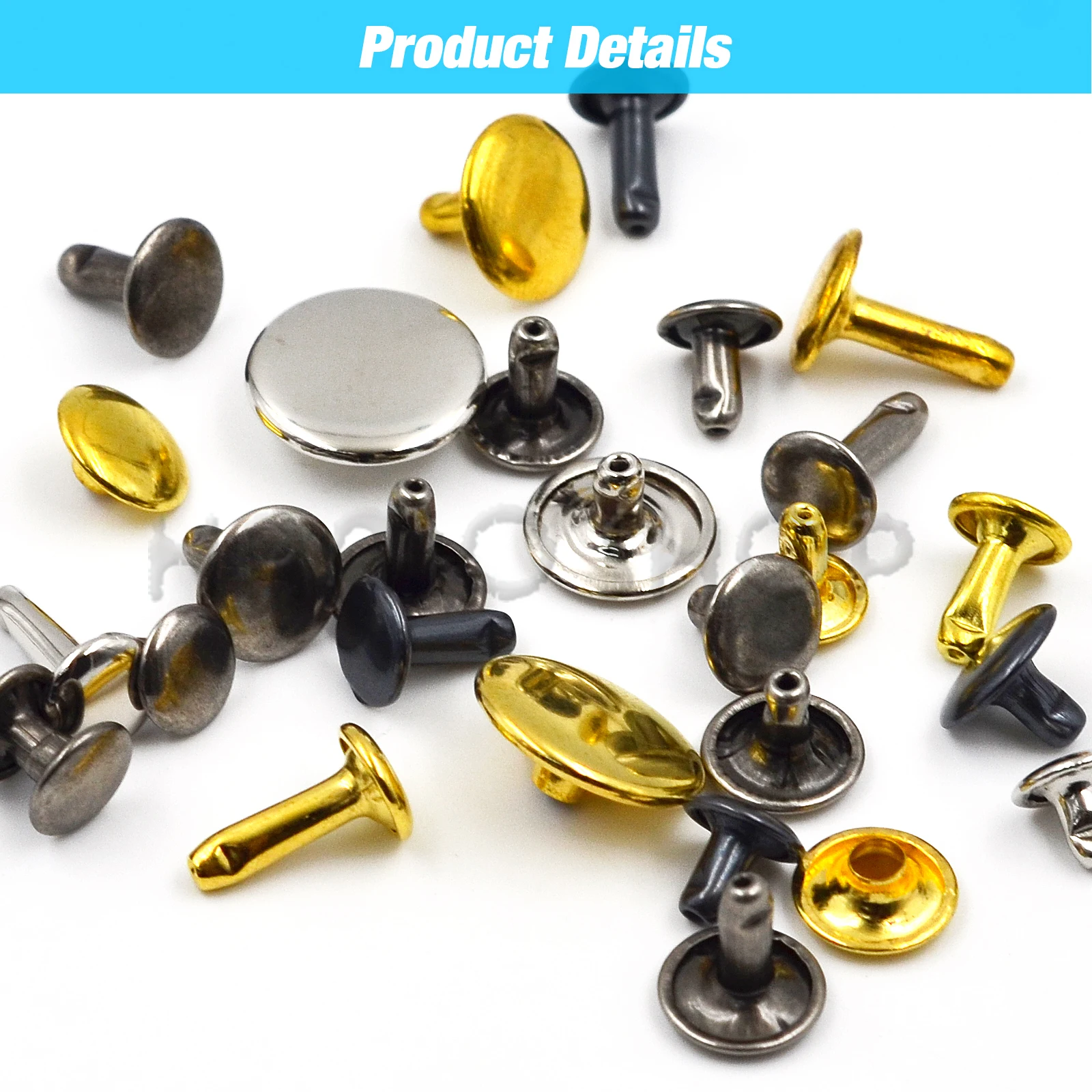 Metal Rivets 100Sets 5-15mm Metal Double Cap Rivets Stud Round Nail Rivet For Leathercraft Accessories Repair Shoes Bag Belt Clothing Garment