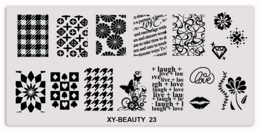 XY-BE 23 1 шт. из нержавеющей стали для ногтей штамп штамповка изображения пластины русские буквы Маникюр изображения пластины DIY ногтей Живопись 32 стиля - Цвет: XY-BE 23