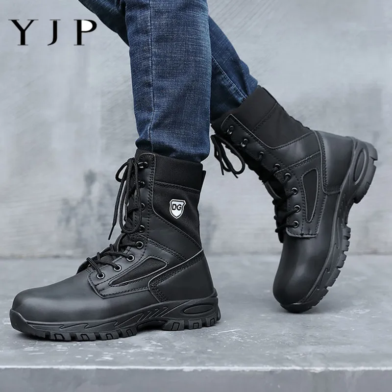 

YJP Tactical Mens Boots High Quality Brand Military Leather Boots Special Force Tactical Desert Combat Men's Boots Outdoor Shoes