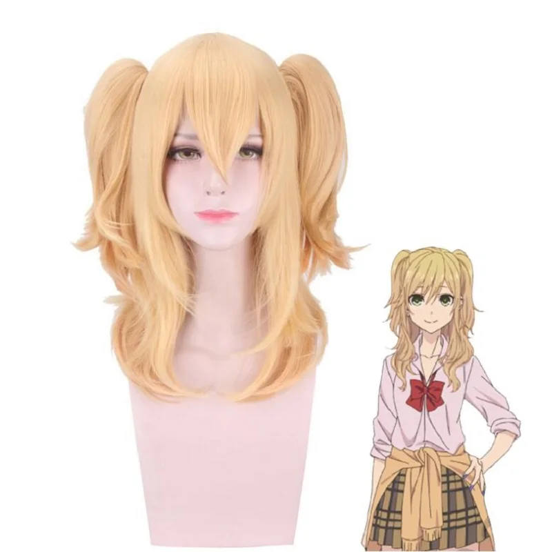 

Anime Citrus Aihara Yuzu Cosplay Wig With Chip Ponytails Women's Lolita Hair Yellow Short Wigs Halloween Costume