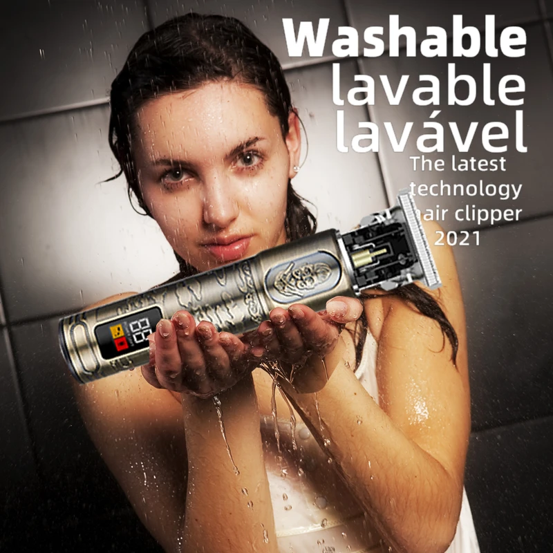 Cortadora de pelo profesional impermeable para hombres, Afeitadora eléctrica para Barba, Máquina para cortar cabello