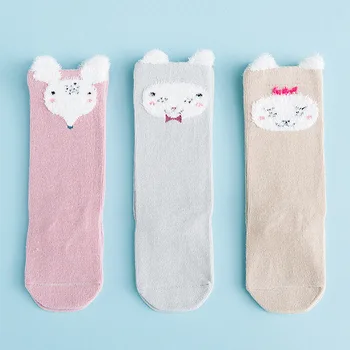 

3 pairs of high tube children's socks stockings unisex cute cute cartoon child baby socks knee girl boy baby toddler socks anima