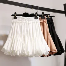 Белая черная шифоновая Летняя Сексуальная короткая юбка женская мода Kawaii Корейская Высокая талия пачка плиссированная мини школьная юбка женская