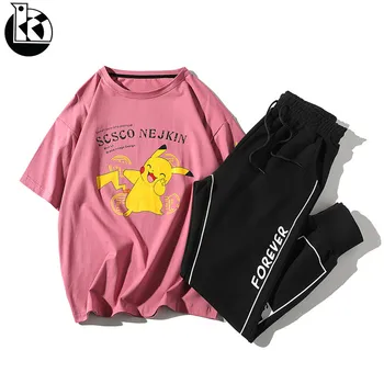 

Summer Hot New Sports Boy Hip Hop T-shirt+Trousers Two Piece Set Cartoon Anime Tracksuit Men Brand Male Sportswear Tracksuit
