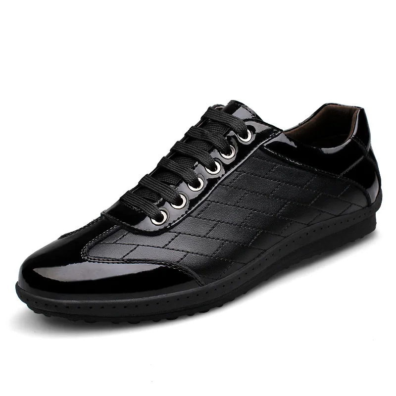 Мужская повседневная обувь из натуральной кожи; удобные мужские Прогулочные кроссовки на плоской подошве со шнуровкой; Цвет Черный; Мужская модная Роскошная обувь; официальная обувь