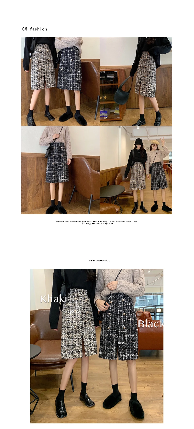 Heydress, клетчатая Женская Осенняя длинная юбка-карандаш на пуговицах, зимние шерстяные юбки, Корейская облегающая элегантная твидовая юбка с высокой талией