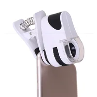 USB aufladbare 60X LED Schmuck Lupe Mit Schwerpunkt Eingestellt Tasche Mikroskop mit Handy Clip UV Licht
