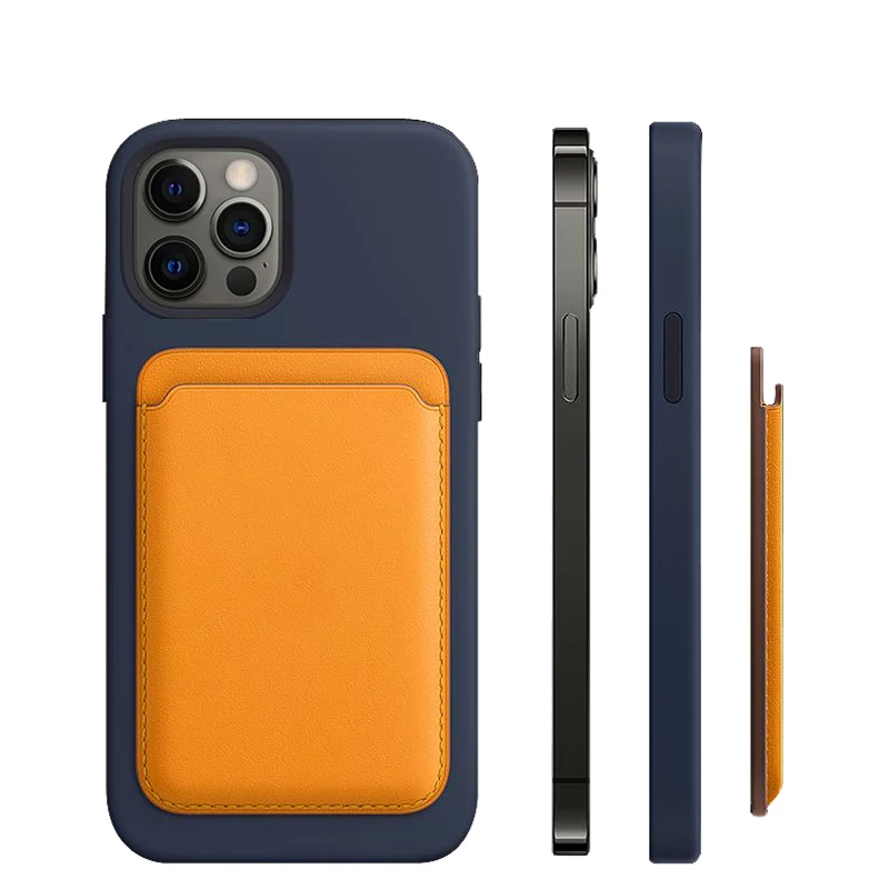 US $1.100.00 100PCS Leather Card Holder For IPhone 12 Pro Max Magnetic Protective Shell PU Leather Magnetic Bag Card Holder