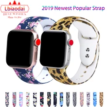 Ремешок с принтом для Apple watch 4 5 band 44 мм 40 мм iWatch 42 мм 38 мм силиконовый спортивный браслет ремешок Apple watch 4 3 2 1 Series 38