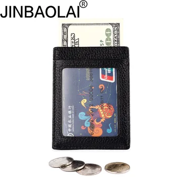

JINBAOLAI High Quality Leather Men Credit Card Holder Wallet Rfid Money Bag Minimalist Porte Carte For Men