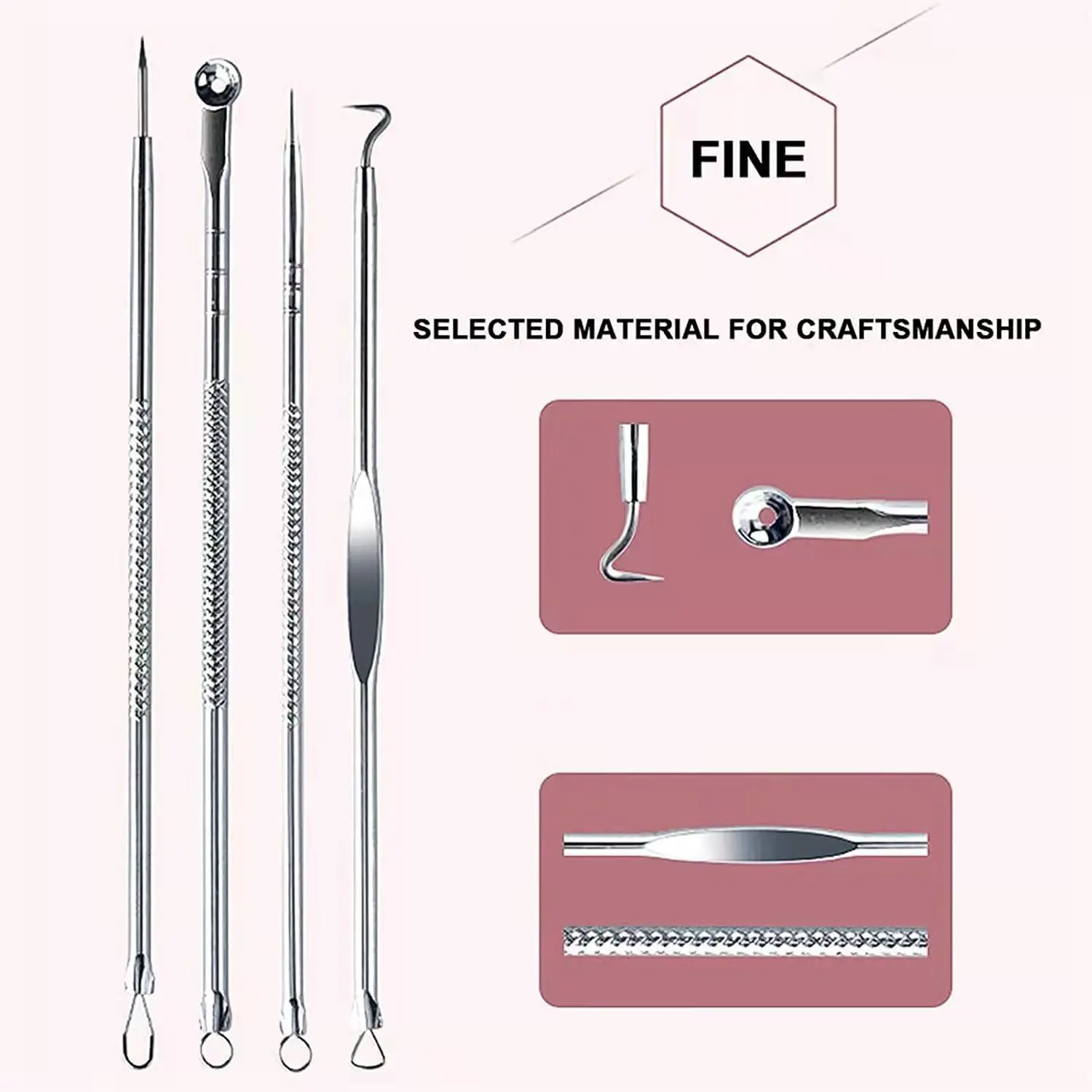 Blackhead Acne Remover 4pcs Comedone Black Head Blemish Pimple Removal Needle Face Skin Beauty Care Cleansing Pore Cleanser 4
