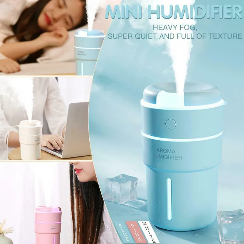 ELOOLE 320ml Mini Air Humidifier With Battery Cup Ultrasonic Humidifier For Home USB Aroma Diffuser