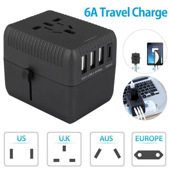 

Three-port International Universal Serial Bus and One C-Port (Black) for Global Travel-Lightweight and Convenient