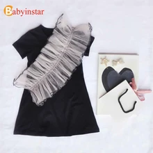 Babyinstar одежда для маленьких девочек; Новинка г.; летнее платье с блестками и асимметричными оборками; одежда для малышей; Детские платья для девочек