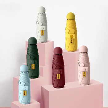 

Colorful Capsile Umbrella Mini Automatic Five-Folding Summer Parasol Lightweight Cute Girls Portable Schirm Rain Gear EB50YS