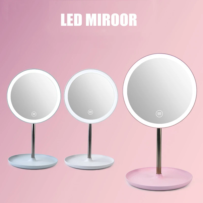 

Desktop folding beauty a dressing light make-up mirror portable USB charging intelligent LED cosmetic mirror