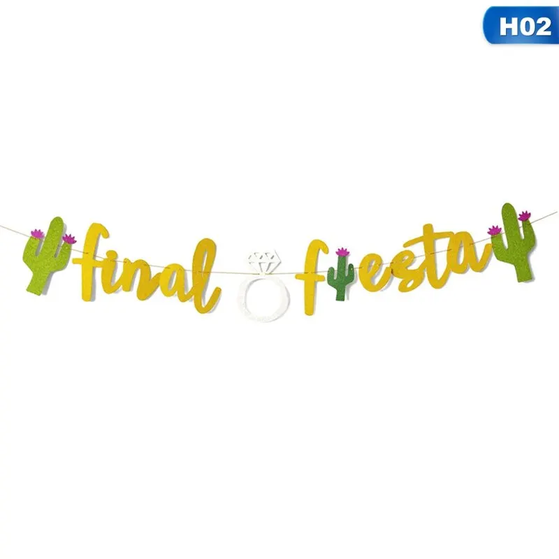 2 1 комплект Новинка золотые буквы Зеленый Кактус Taco бар бумага Final Fiesta баннеры флаг гирлянда для девичника вечерние украшения - Цвет: 2