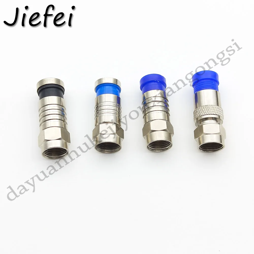 

100Pcs RG6 Compression Coaxial Cable F Type Straight Antenna Cable Connector Weatherproof Low Loss F Type Wire Connector 4 types