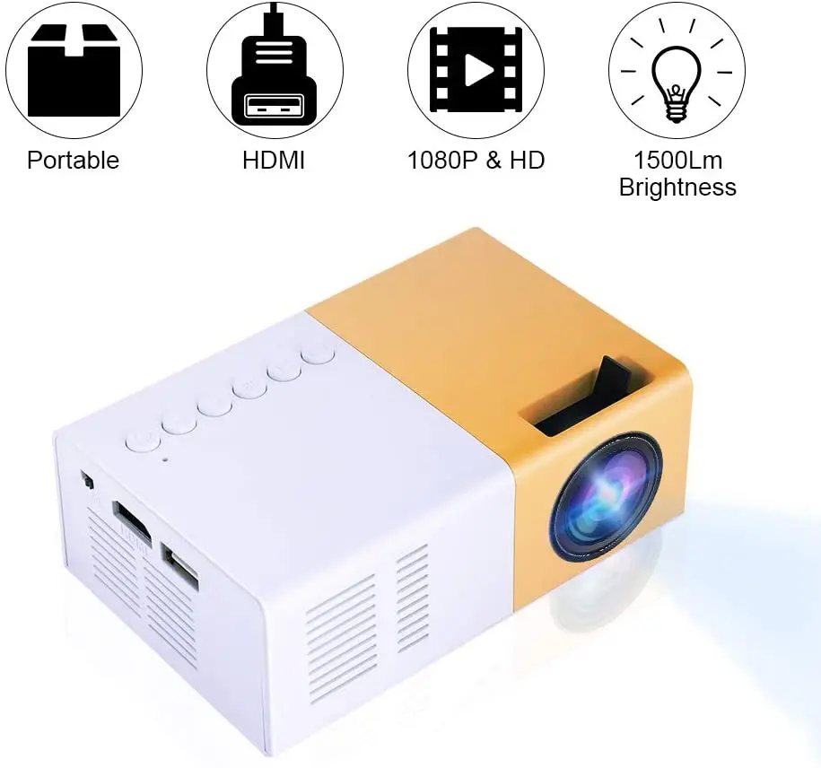 

Mini Video Projectors, Portable 1080P LED Projector Indoor/Outdoor Movie projectors Support Laptop PC Smartphone HDMI