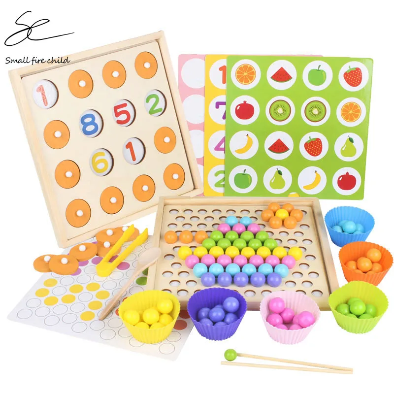 buy Kids Toys Montessori Wooden Toys Hands Brain Training Clip Beads Puzzle Board Math Game Baby Early
