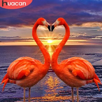 

HUACAN Full Square/Round Diamond Painting Flamingo Diamond Embroidery Mosaic Sale Animal Decor For Home