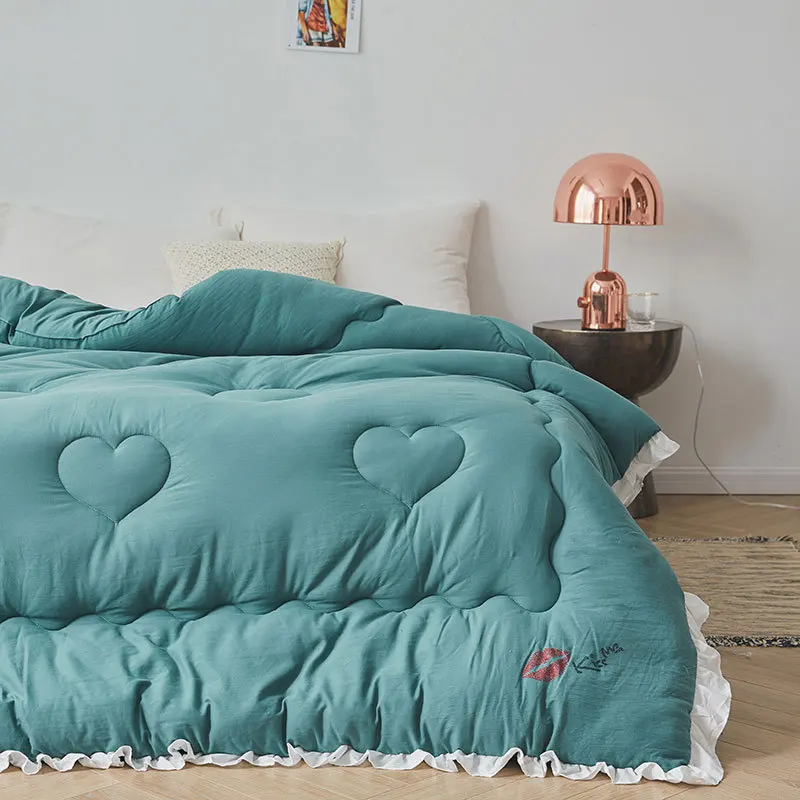 2019 New Ruffles Comforter Washed Cotton Thicken Duvets Soft