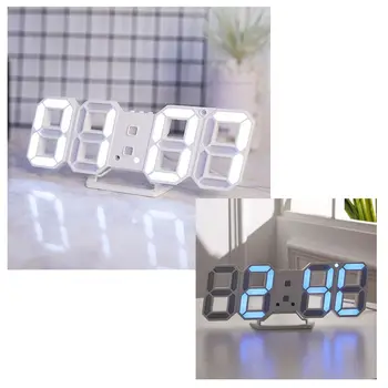 

3D Modern Digital LED Table Desk Night Wall Clock Alarm Watch 24 or 12 Hour Display