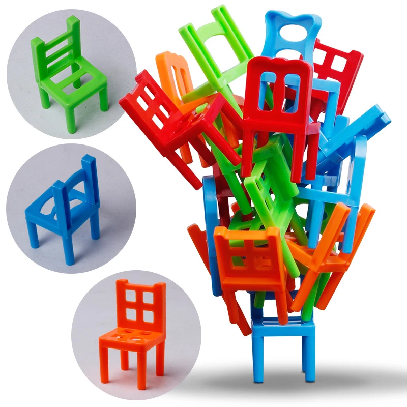 12 шт. мини-стул балансировочные блоки игрушки пластиковые монтажные блоки складные стулья Детские развивающие Семейные игры балансировочная обучающая игрушка