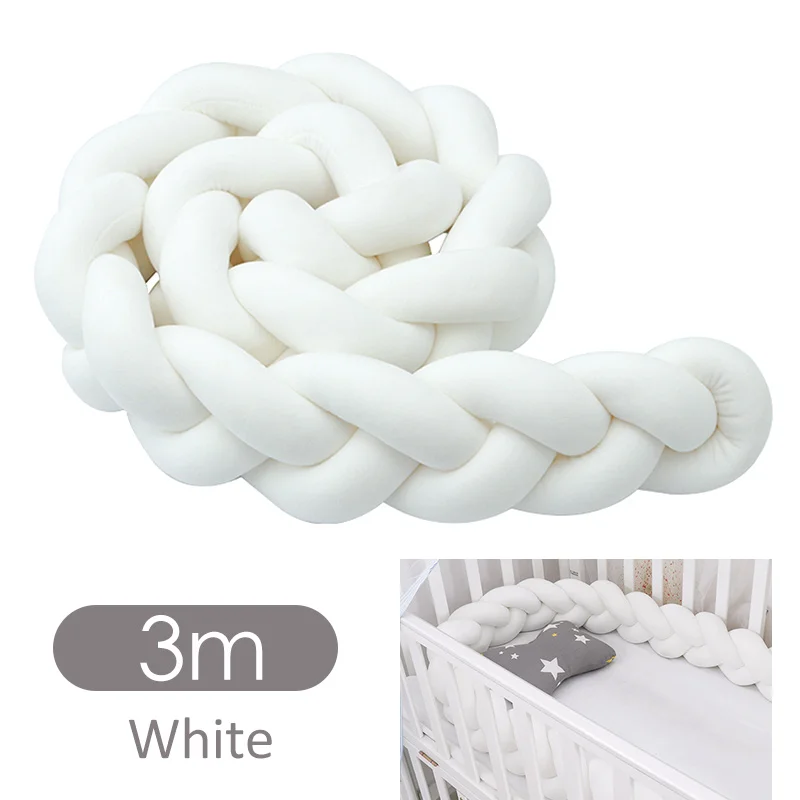 Fashionable 10-18 Plush Knot Baby Crib Bumper 1.5M/2M/3M Newborn Baby Bedding Set Children's Bed Nest Cot Protector Baby Stuff - Цвет: color 3