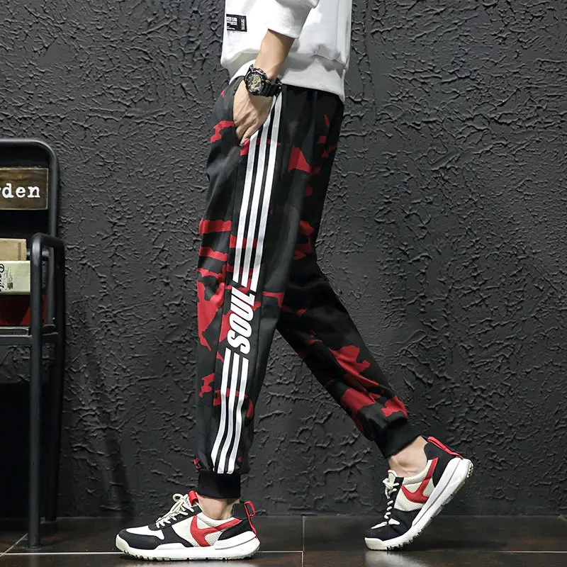 streetwear men camouflage pants pantalon sport homme harem pants men streetwear jogger pants sweatpants military casual pants - Цвет: red camouflage