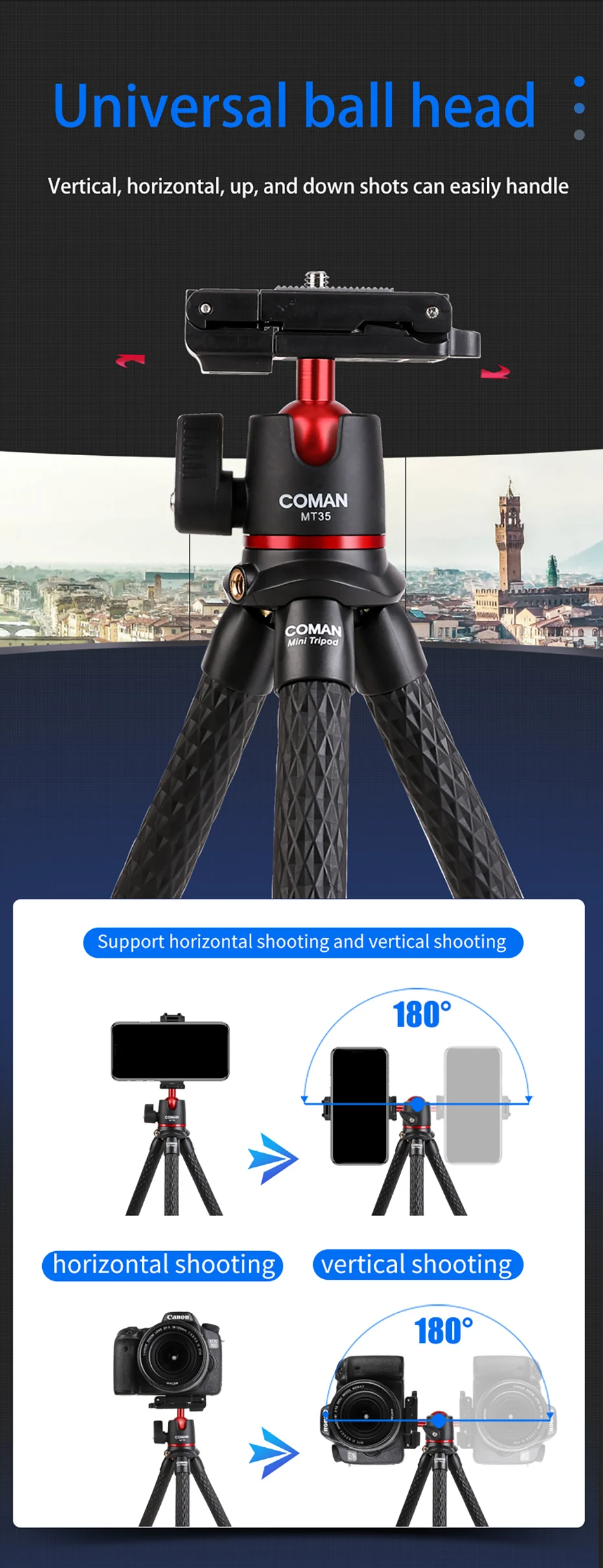 MT35 складной Открытый Осьминог штатив для DSLR камера смартфон Волшебная рукоятка с 1/4 винтом Съемная шаровая Головка Горячий башмак Зажим для телефона