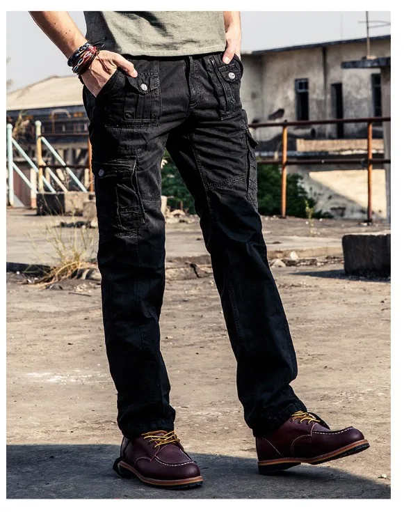 Мужские брюки-карго в стиле милитари, цвета хаки, дышащие, большие размеры, с несколькими карманами, длинные брюки, комбинированные, однотонные, мужские брюки с карманами