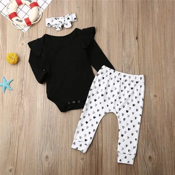 

Newborn Cute Baby Girl 3PCS Autumn Clothing Set Cotton Tops Pants Leggings Headband