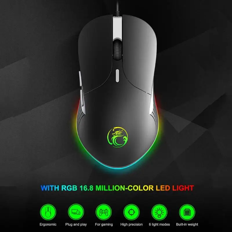 IMICE X6 USB Проводная RGB Великолепная оптическая игровая мышь 6400 dpi
