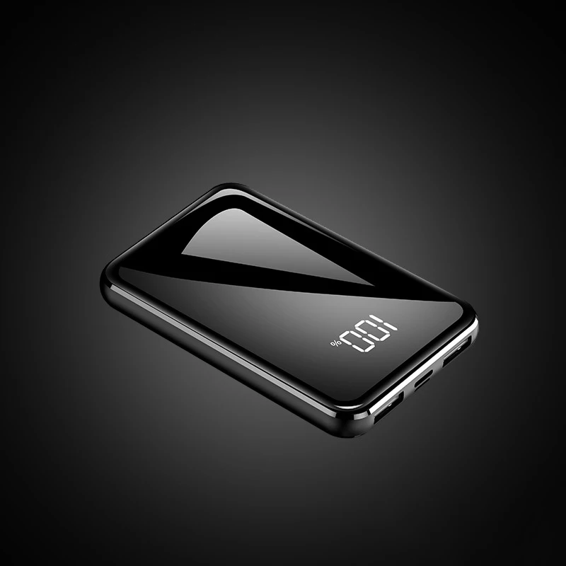 Xiaomi power Bank USAMS Mini Pover Bank 20000 мАч светодиодный дисплей внешний аккумулятор быстрая зарядка - Цвет: Черный