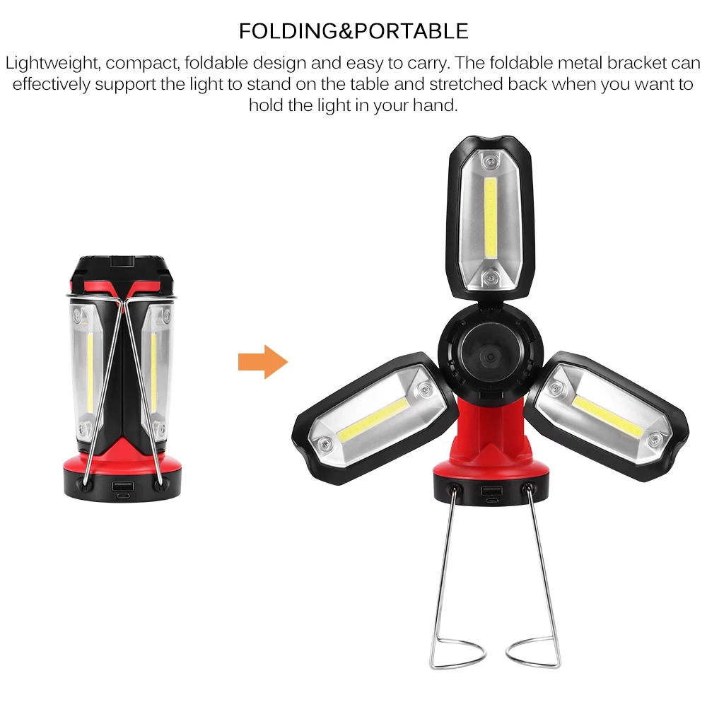 3 COB+ XPE светодиодный перезаряжаемый рабочий светильник, аварийный фонарь, ручной фонарь, уличный кемпинговый тент, фонарь, зарядка через usb, портативный поисковый светильник