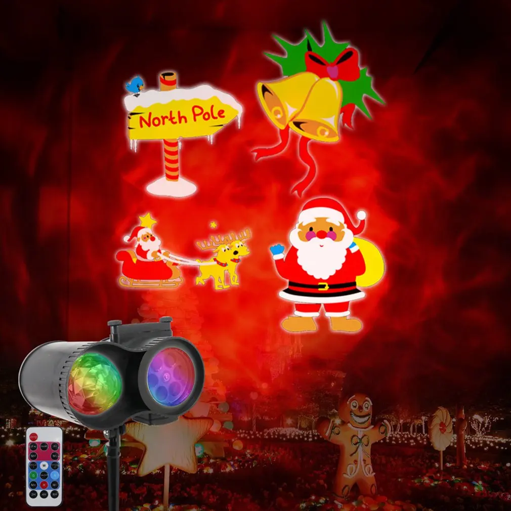 

Portable Christmas Halloween Projector Light Double Tube Watermark LED Lamp to Project 10 Colors 20 Patterns Festive Decoration