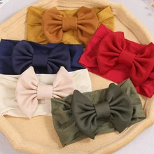 

Nylon Turban with Large Bow Headband for Baby Girl Hair Accessories Newborn Baby Hairbow Soft Headwrap Hairband Bow Bandeau Bebe