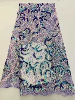 

Sequined Style High Quality Lace Fabric New Nigeria Sequins Guipure Tulle Sewing Evening Dress Material FD128