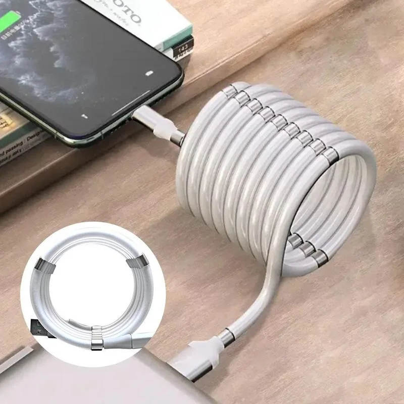 Магнитный кабель для хранения самообмотки Micro USB Type C iPhone 11 Pro 7 8 Plus Xiaomi Redmi 9A Note OPPO A52