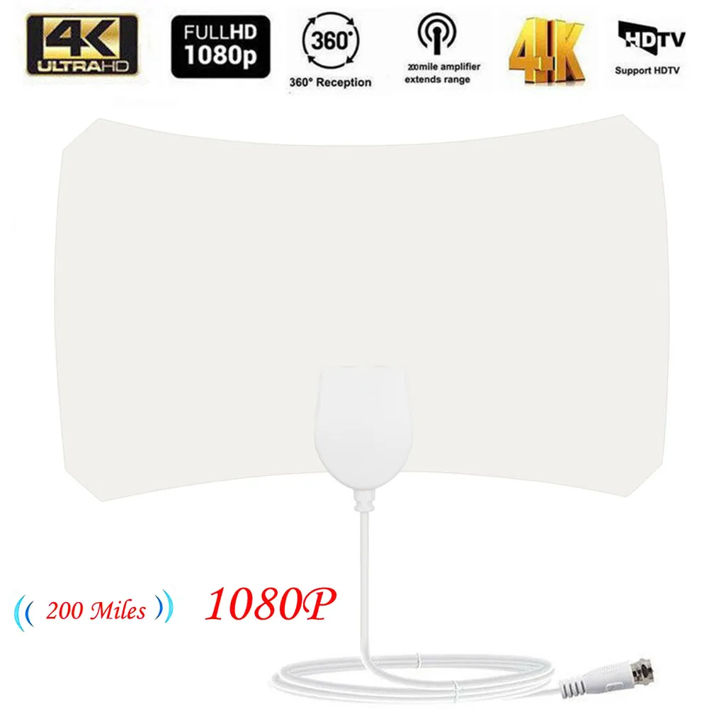 Крытый HD tv 200 Миля Диапазон мини Skylink Прочная HD Антенна 1080P Белый без усилителя ТВ цифровой портативный пластик