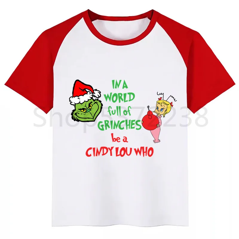Grinch/Новинка; футболка для мальчиков; рубашки для девочек с милым животным принтом; детская Удобная футболка с круглым вырезом; одежда с короткими рукавами для мальчиков и девочек