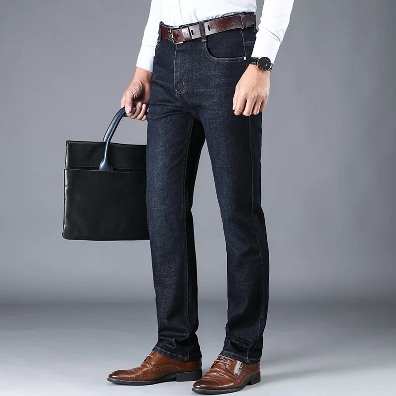 Hot Product Man Jean  Pants Fashion Casual High waist Slim Fit Straight Business Casual Zipper Jeans For Male Hot Sell Trousers Washed denim