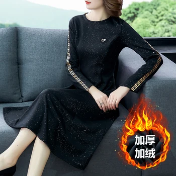 

Spring mid-length dress was thin 2020 new women's autumn high-end fashion large size over the knee dress