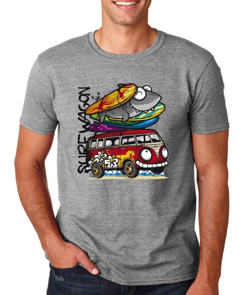 Surf Wagon Mens T Shirt Beach Surfing Graphic S M L XL 2XL Sport Grey Casual Short Sleeve TEE Cheap wholesale tees 2019 hot | Мужская