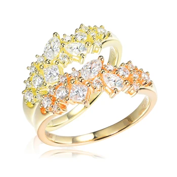 

EDI Individuality Shaped Drill Ring 14k Yellow Gold Rose Gold 0.65cttw G/SI Real Natural Diamond Wedding Ring Band For Women