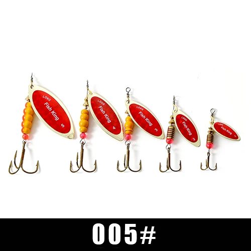 FISH KING 1 шт., 4 г, 6,6 г, 11,3 г, 17,3 г, 28,3 г, Спиннер в форме ивы, приманка для рыбалки, приманка для окуня, щуки, жесткие приманки, ложка с тройным крючком - Цвет: 005